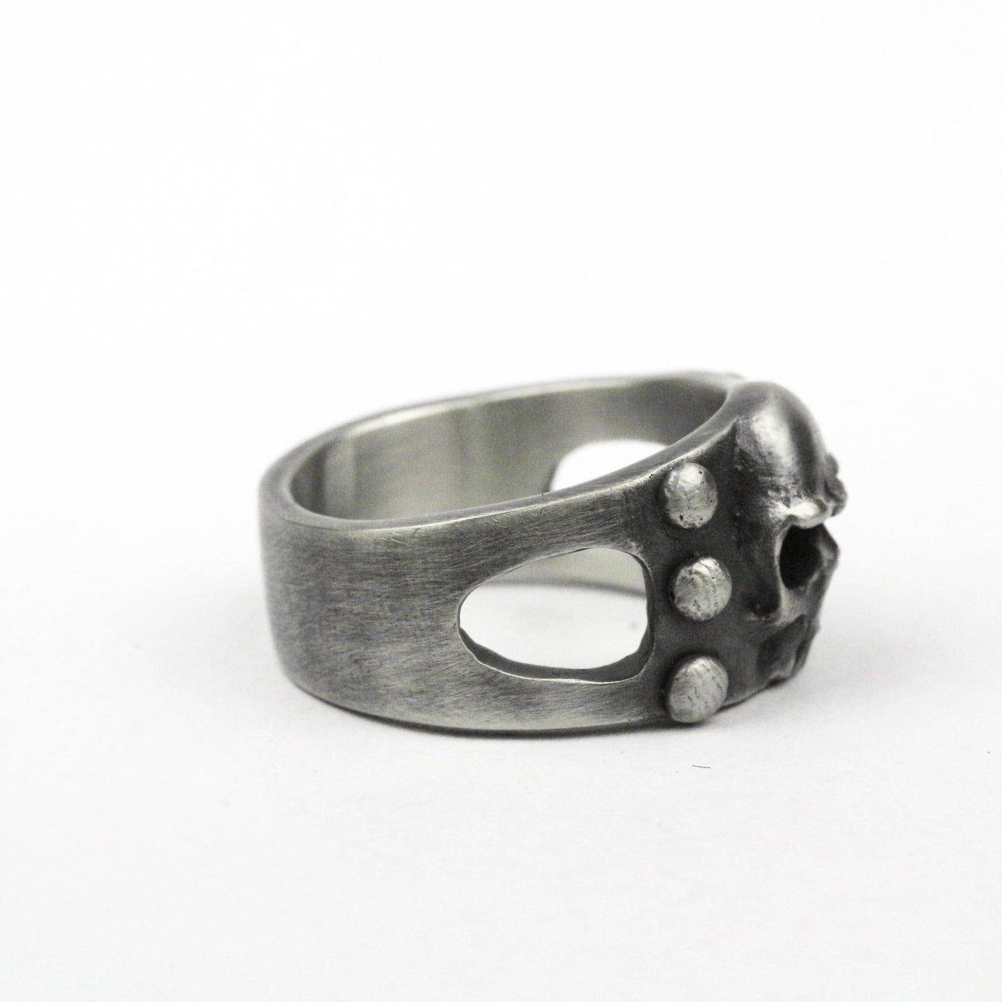 925 silver Skull ring, rivet skull ring, unique skull ring, brass handmade jewelry