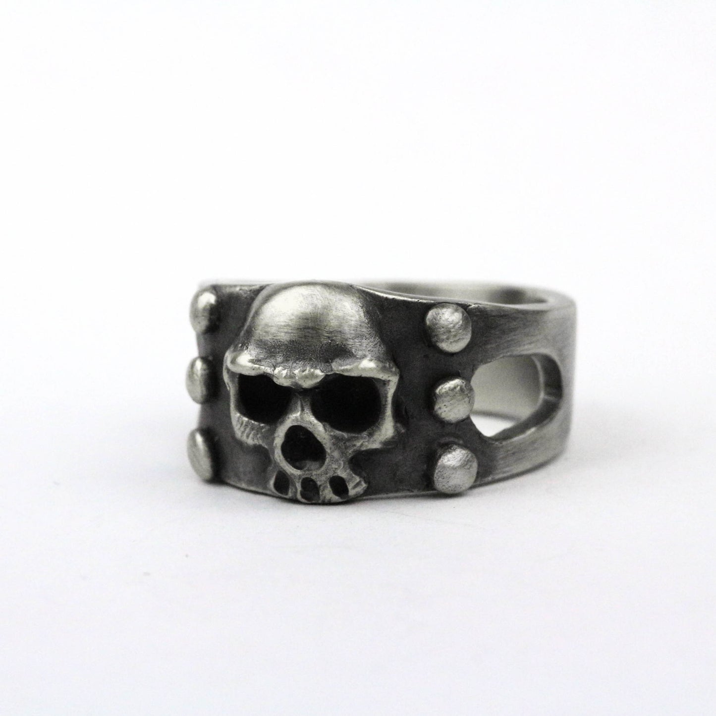 925 silver Skull ring, rivet skull ring, unique skull ring, brass handmade jewelry