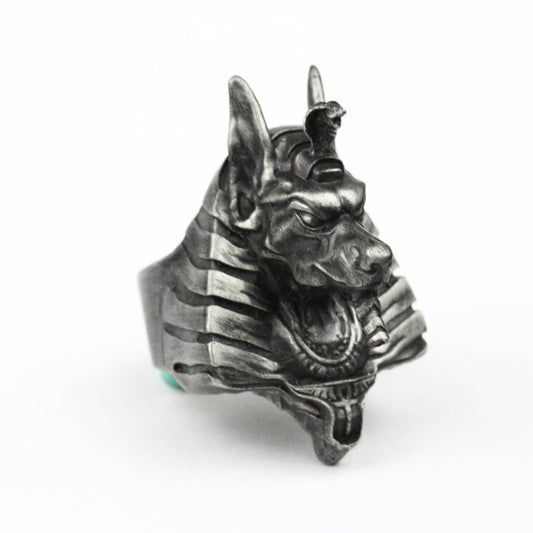 Anubis ring Egyptian god of death ring patron saint of pharaoh soul Egyptian king Anubis brass craftsman making jewelry