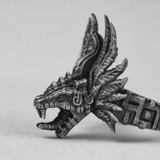 Quetzalcoatl silver ring, Indian jewelry, Kukulkan ring, linnorm brass ring, angel 925 sterling silver ring, demon brass ring.