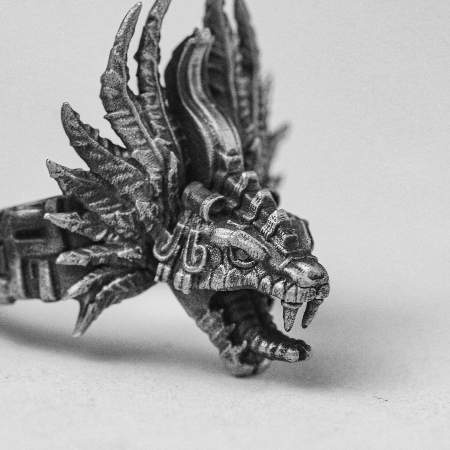 Quetzalcoatl silver ring, Indian jewelry, Kukulkan ring, linnorm brass ring, angel 925 sterling silver ring, demon brass ring