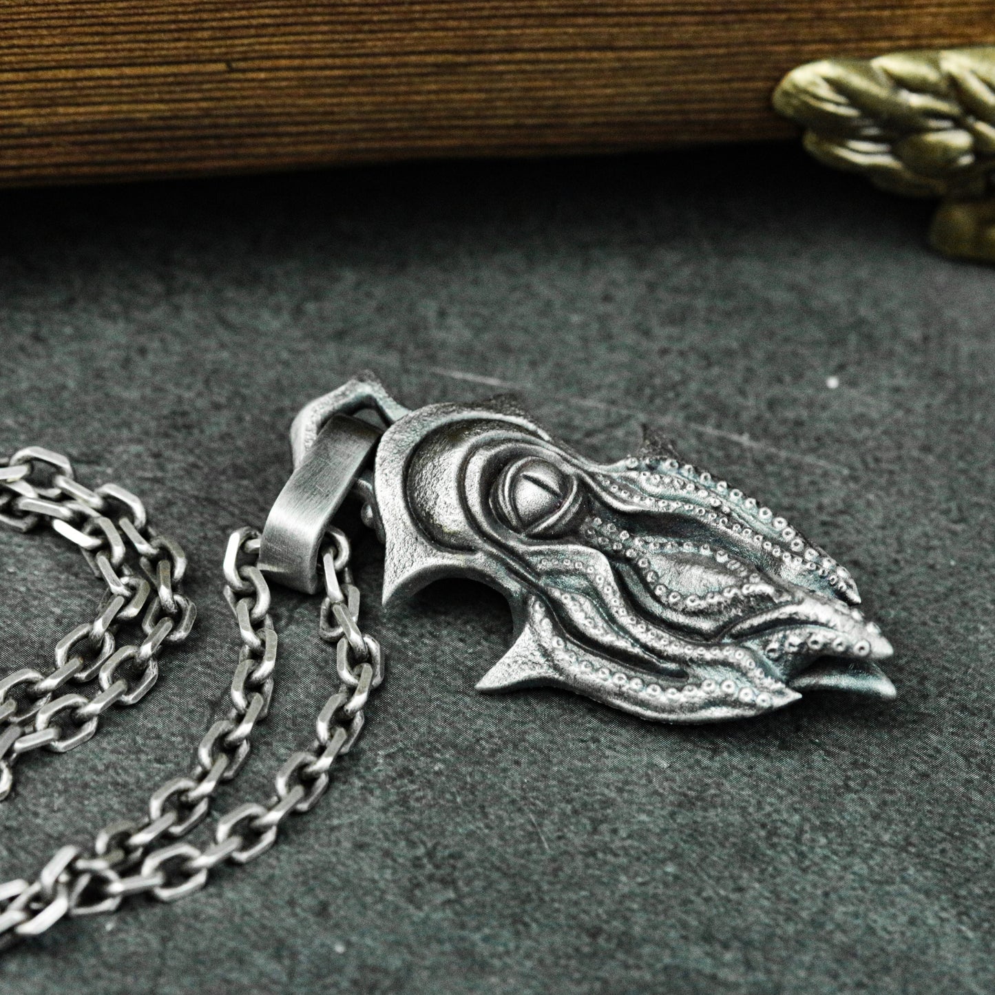 Eye of Cthulhu 925 Silver Pendant Necklace - Soul Totem of Cthulhu - Mythical Octopus Pendant