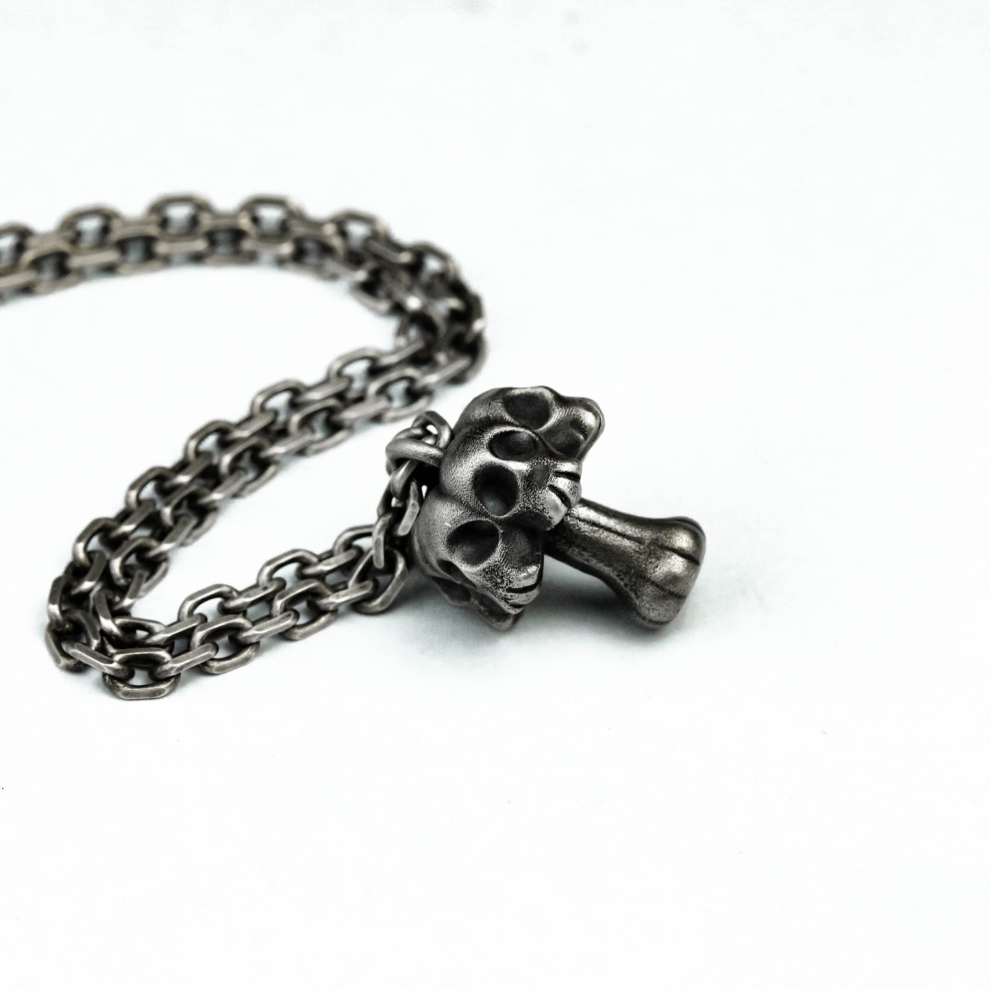 925 silver skull and mushroom pendant, poisonous mushroom pendant, mushroom genie pendant