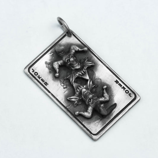 925 silver joker playing card necklace, big king, small king, ghost card pendant