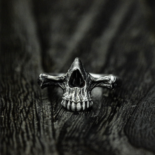 925 sterling silver skull ring,jawbone skull ring,skull small ring,gift for him - handmade