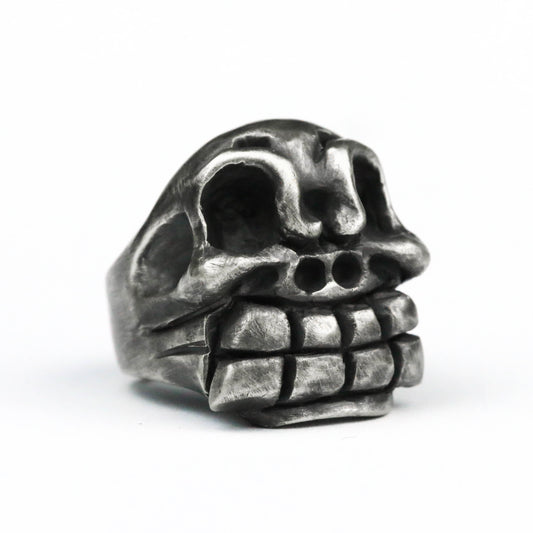 Big tooth skull ring, monster ring, ugly skull ring, brass handmade jewelry