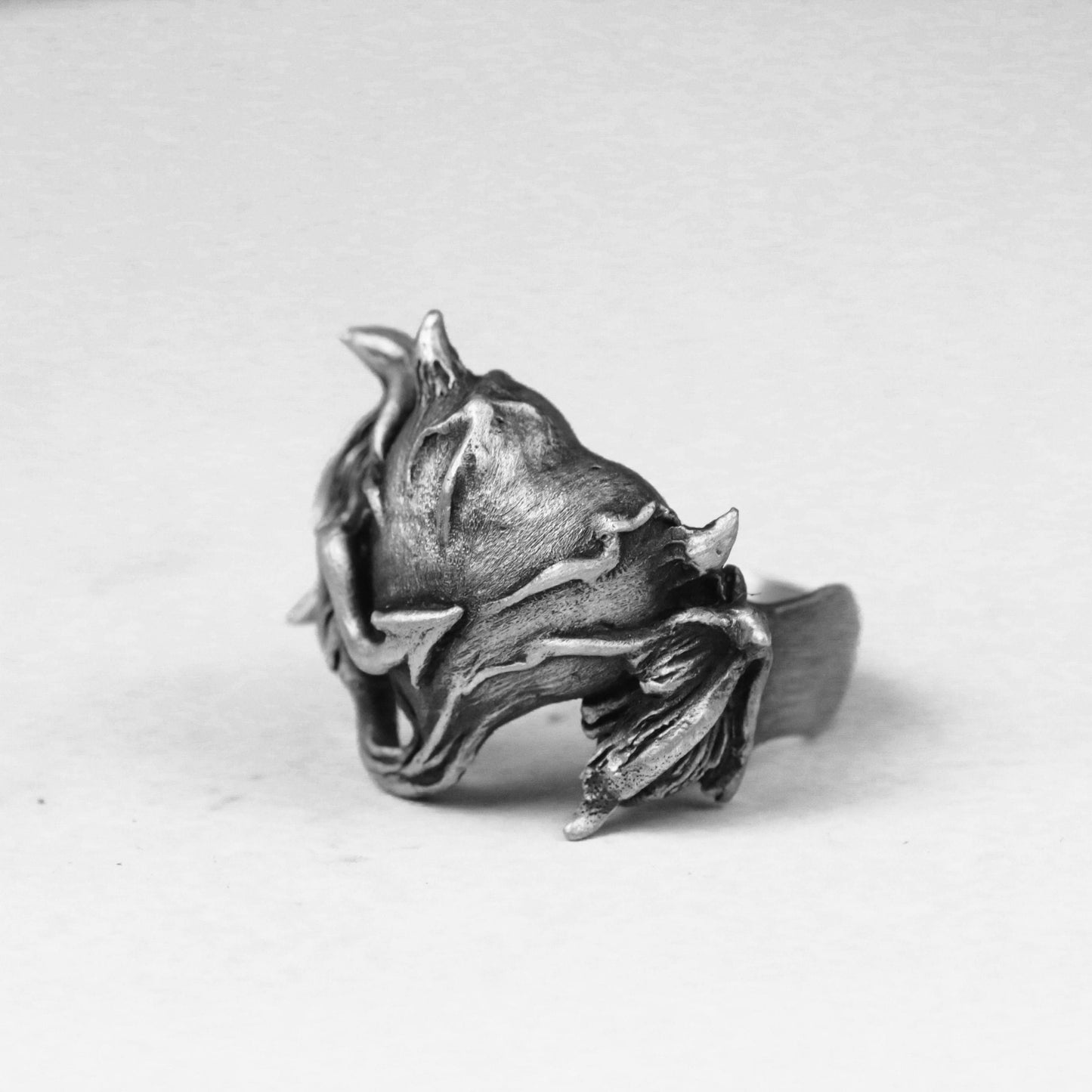 925 silver Devil ring evil heart ring angel wings ring Brass 925 silver handmade custom jewelry