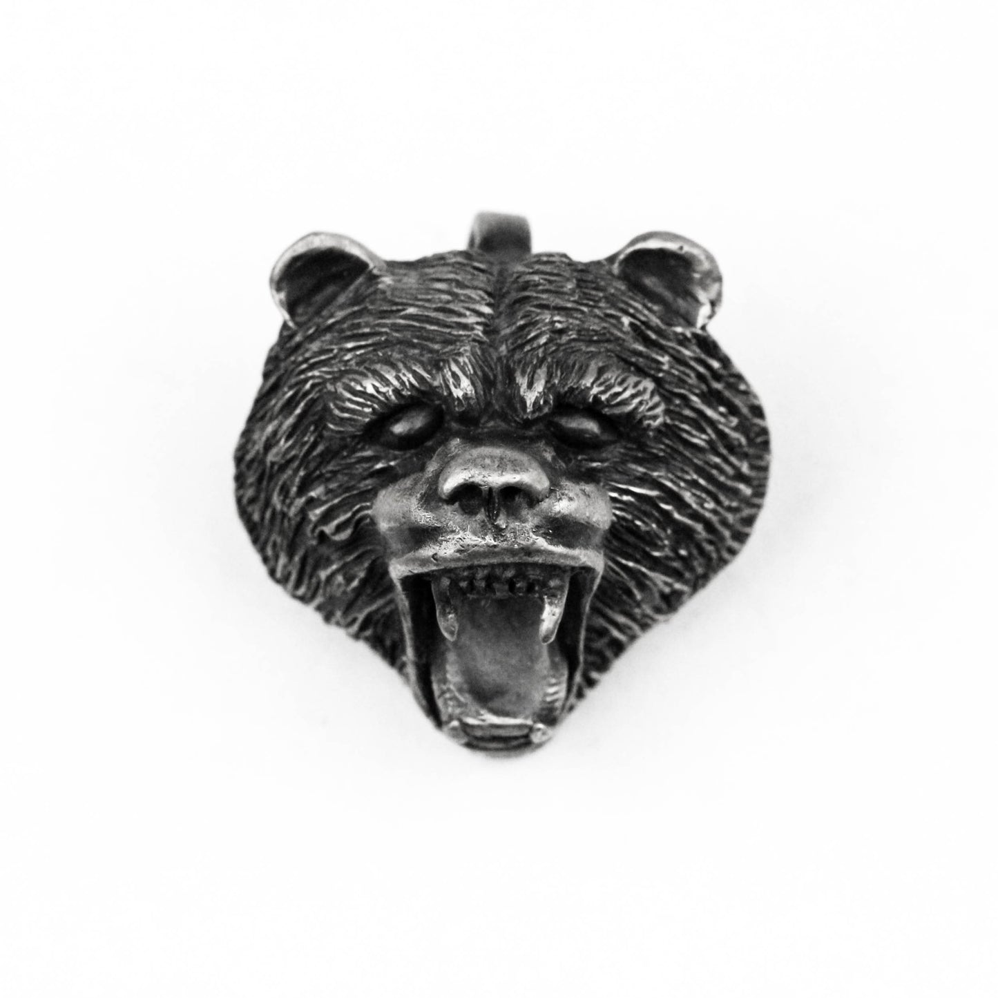 Brown bear pendant, black bear necklace, hunter jewelry, roaring bear pendant brass handmade jewelry