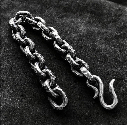 10mm Hammered Textured Silver Bracelet - Men's Cufflink Bracelets - Handmade Artisan Silver Jewelry - Dad's Gift - Oxidized Silver Bracelet.