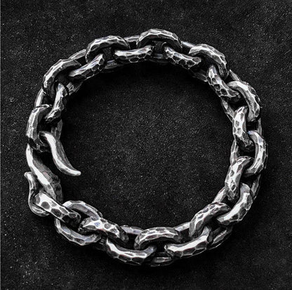 10mm Hammered Textured Silver Bracelet - Men's Cufflink Bracelets - Handmade Artisan Silver Jewelry - Dad's Gift - Oxidized Silver Bracelet.