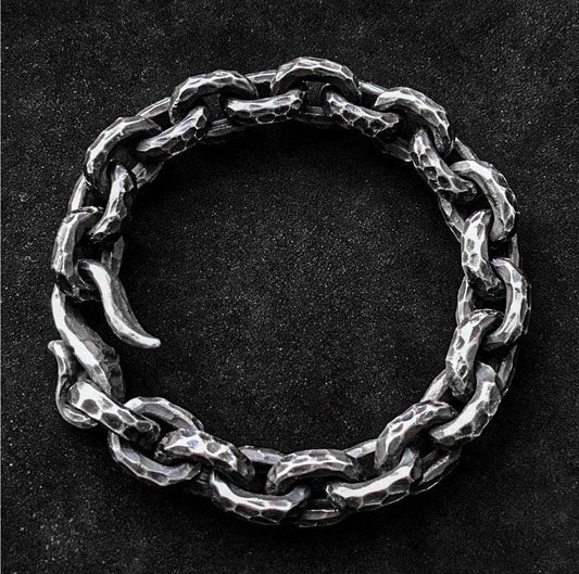10mm Hammered Textured Silver Bracelet - Men's Cufflink Bracelets - Handmade Artisan Silver Jewelry - Dad's Gift - Oxidized Silver Bracelet.