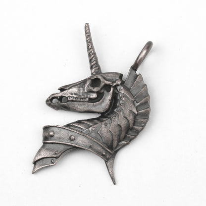925 silver Unicorn Pendant, Skull Unicorn Necklace, Demon Unicorn Pendant, Long Horned Horse Pendant, Men's Brass Handmade Jewelry