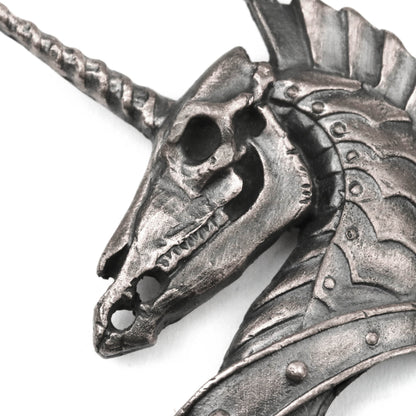 925 silver Unicorn Pendant, Skull Unicorn Necklace, Demon Unicorn Pendant, Long Horned Horse Pendant, Men's Brass Handmade Jewelry