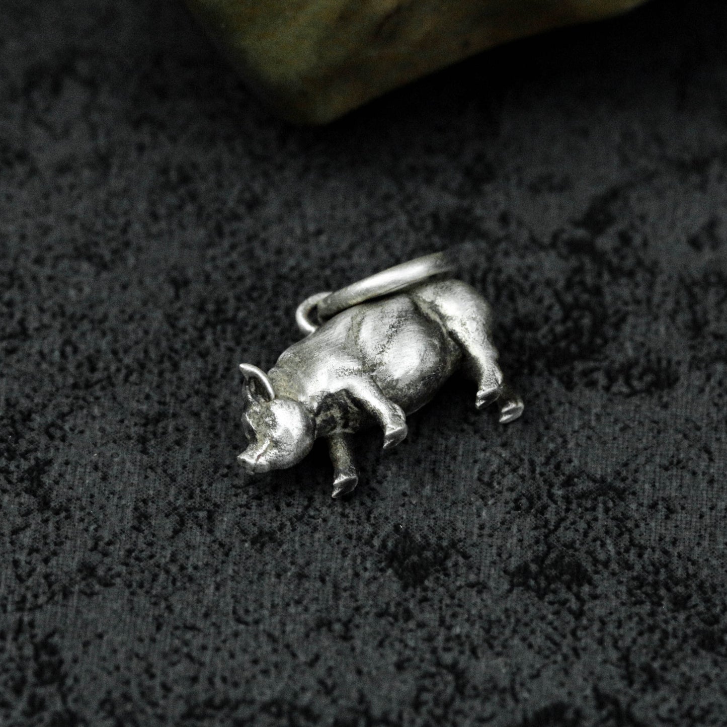 925 sterling silver piggy pendant necklace, pig pendant, animal jewelry, gift for men