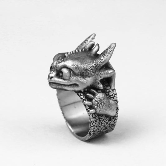 925 silver dragon ring, toothless night evil ring, brass dragon training master jewelry