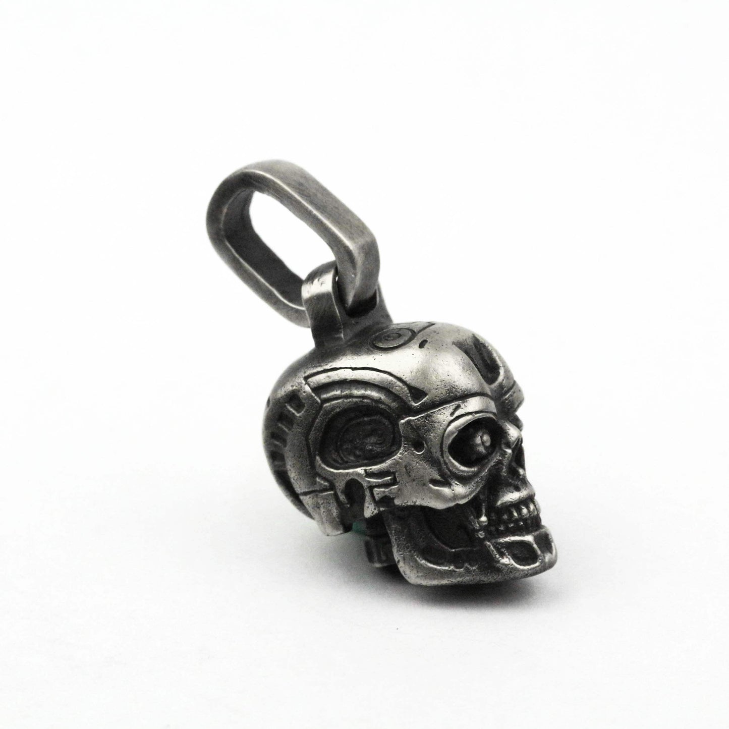 925 silver Terminator T-800 Pendant Charm Necklace Men's Jewelry Skull Robot Pendant Retro Brass Keychain Handmade Jewelry