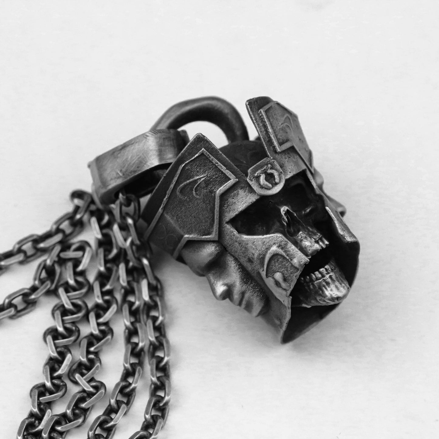 925 silver skull general pendant, ghost face pendant, warrior skull jewelry