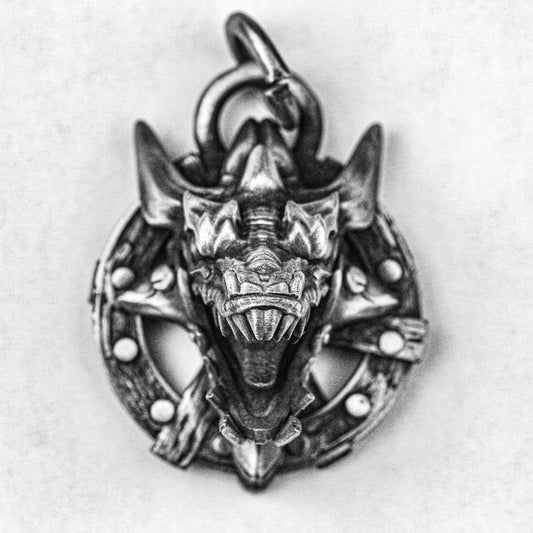 Tyrannosaurus Silver Pendant/Tag-Dinosaur Brass Necklace-Original Embossed Design-Advanced Custom Silver Jewelry-Deadwood Texture Necklace