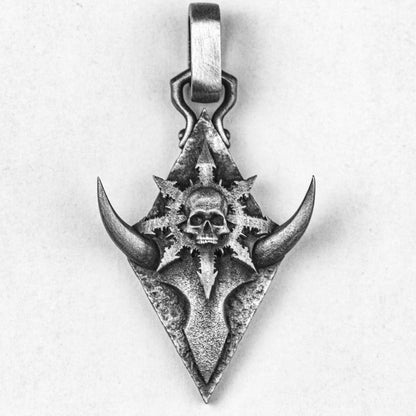 925 Sterling Silver Bull Head Prismatic Pendant-Totem Tag-Silver Hexagram Swordsman Lovers Precious Gift-Handmade