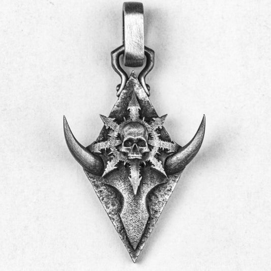 925 Sterling Silver Bull Head Prismatic Pendant-Totem Tag-Silver Hexagram Swordsman Lovers Precious Gift-Handmade