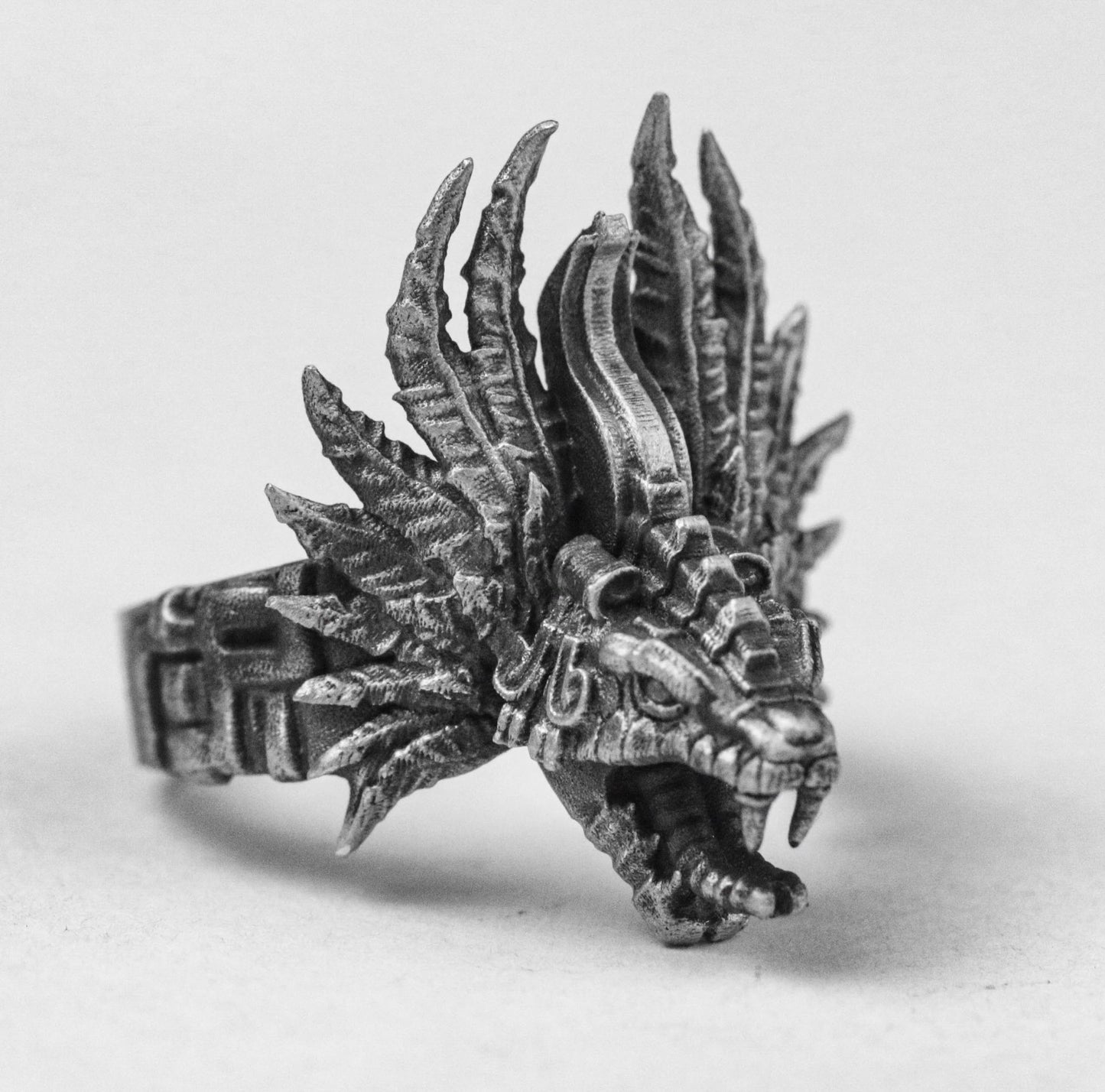 Quetzalcoatl silver ring, Indian jewelry, Kukulkan ring, linnorm brass ring, angel 925 sterling silver ring, demon brass ring