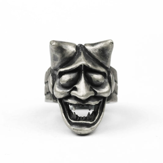 Oni ring, Hannya ring, Noh Prajna ring, Japanese demon ring, demon skull ring, Hannya mask ring, brass handmade jewelry