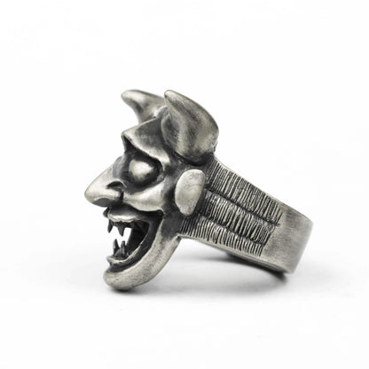 Oni ring, Hannya ring, Noh Prajna ring, Japanese demon ring, demon skull ring, Hannya mask ring, brass handmade jewelry