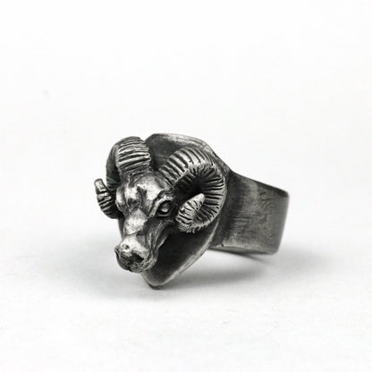 925 silver aries men's ring, rams head silver men's ring, zodiac bohemian men's ring, animal silk men's jewelry, men's ring Ram ring
