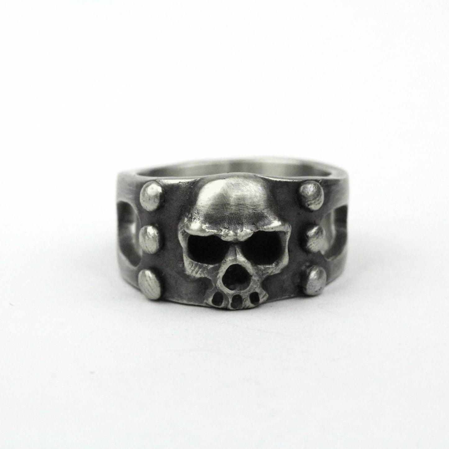 925 silver Skull ring, rivet skull ring, unique skull ring, brass handmade jewelry
