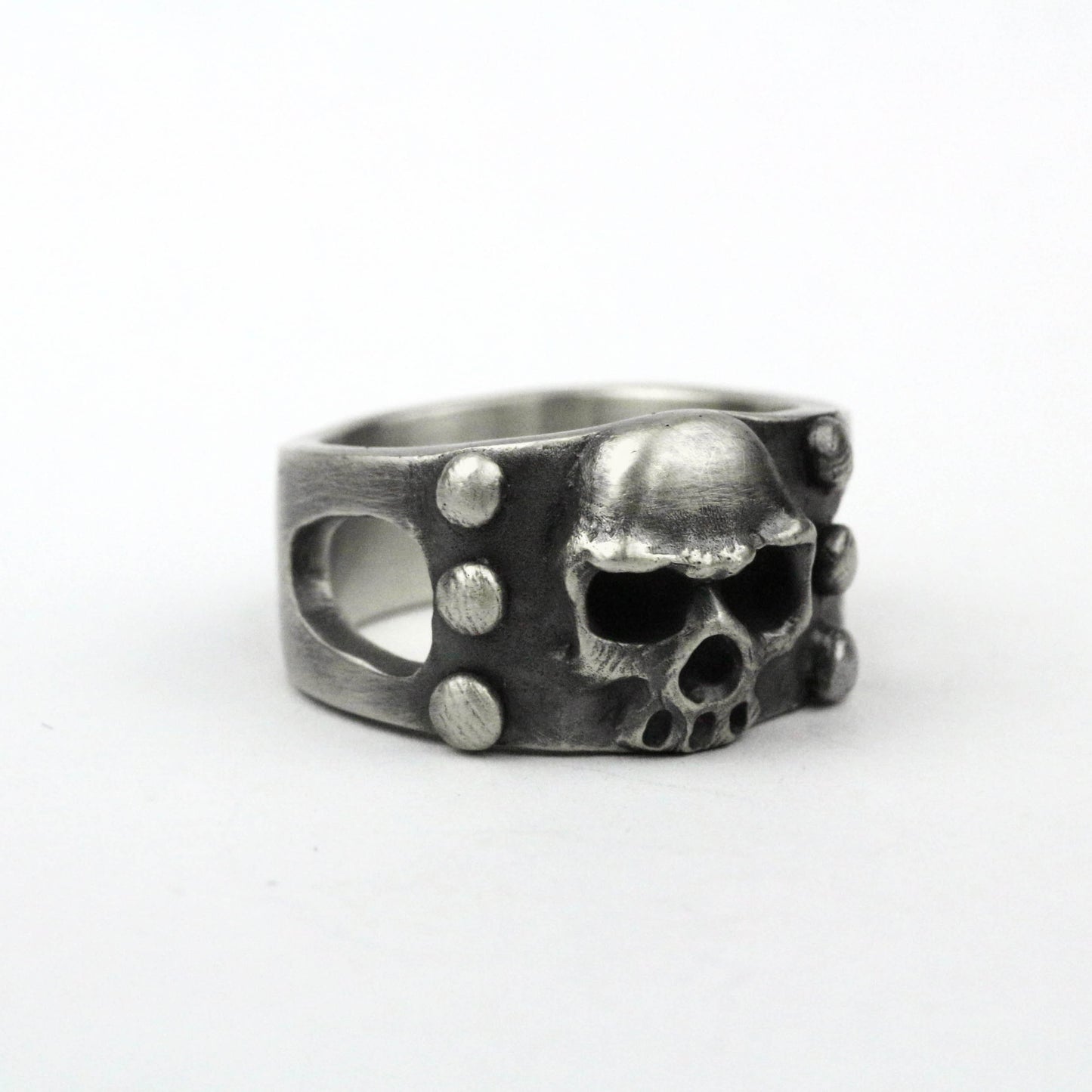 925 silver Skull ring, rivet skull ring, unique skull ring, brass handmade jewelry