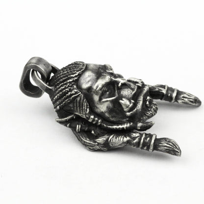 Orc Warrior Tribal Pendant - Artisan Silver MMORPG Inspired Jewelry