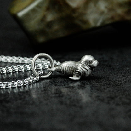 925 sterling silver walrus pendant necklace, marine pendant, marine animal, animal lover gift, gift for best man