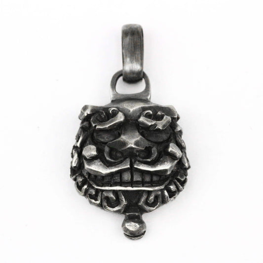 Chinese style Tang lion pendant,Lion Pendant,Tang Lion Pendant, Lion Ball Pendant,Silver Foo Dog Necklace Chinese Guardian Fu Lion Accessory