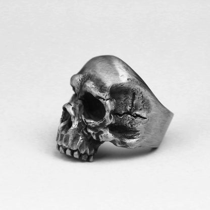 Jawless skull 925 silver ring, broken skull ring, ghost vintage gothic ring gift