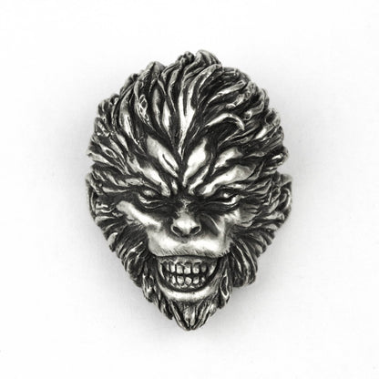925 silver Monkey King Pendant, God of War Pendant, Vicious Monkey Pendant, Chinese Style Journey to the West Monkey Brass Handmade Jewelry