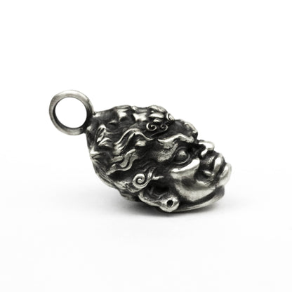 Tibetan Buddhist Mahakala pendant, Skull Tri Netra Mahakala Lord God of Fortune - God of Wealth - Rock Punk Biker pendant Silver 925 brass