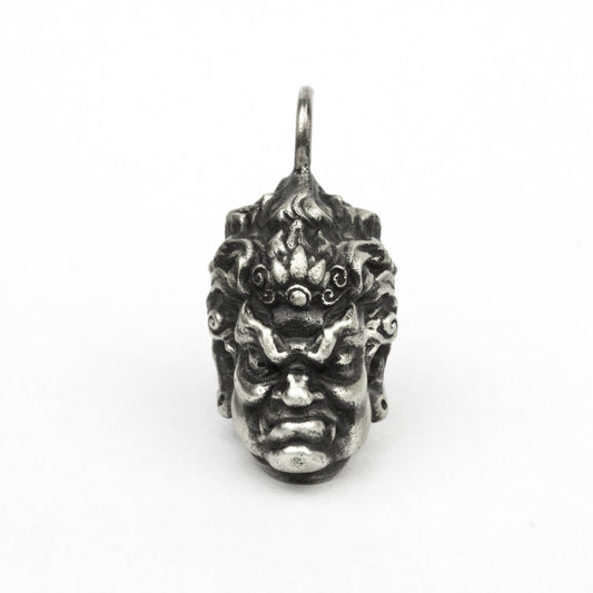 Tibetan Buddhist Mahakala pendant, Skull Tri Netra Mahakala Lord God of Fortune - God of Wealth - Rock Punk Biker pendant Silver 925 brass