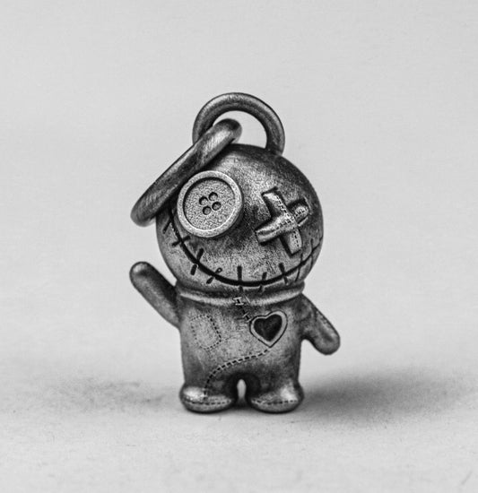 Puppet Elf Silver Pendant-Creative New Product-Doll Patch Anime Heart Cute Small Pendant-Silver Solid Casting Antique