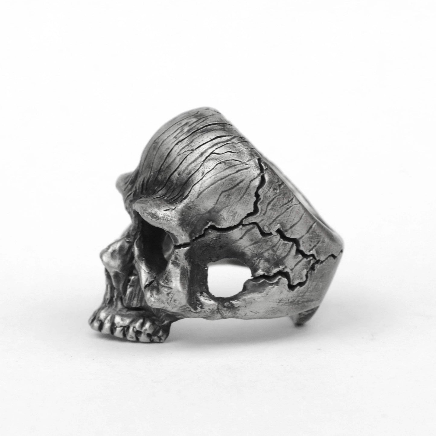 925 silver Skull ring, texture skull ring, broken skull ring, brass handmade jewelry