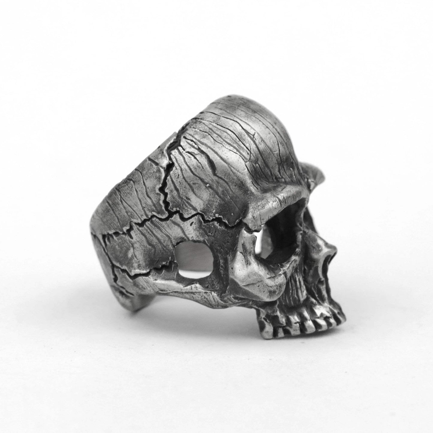 925 silver Skull ring, texture skull ring, broken skull ring, brass handmade jewelry