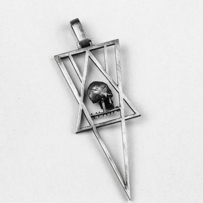 925 sterling silver skull pendant \ geometric logod pendant \ necklace personalized design creative cube \ unique gift for men
