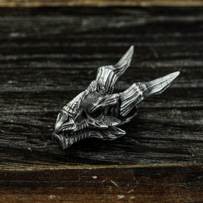 925 sterling silver dragon head bone pendant, skull and crossbones dragon head pendant, dragon head pendant necklace,dragon jewelry