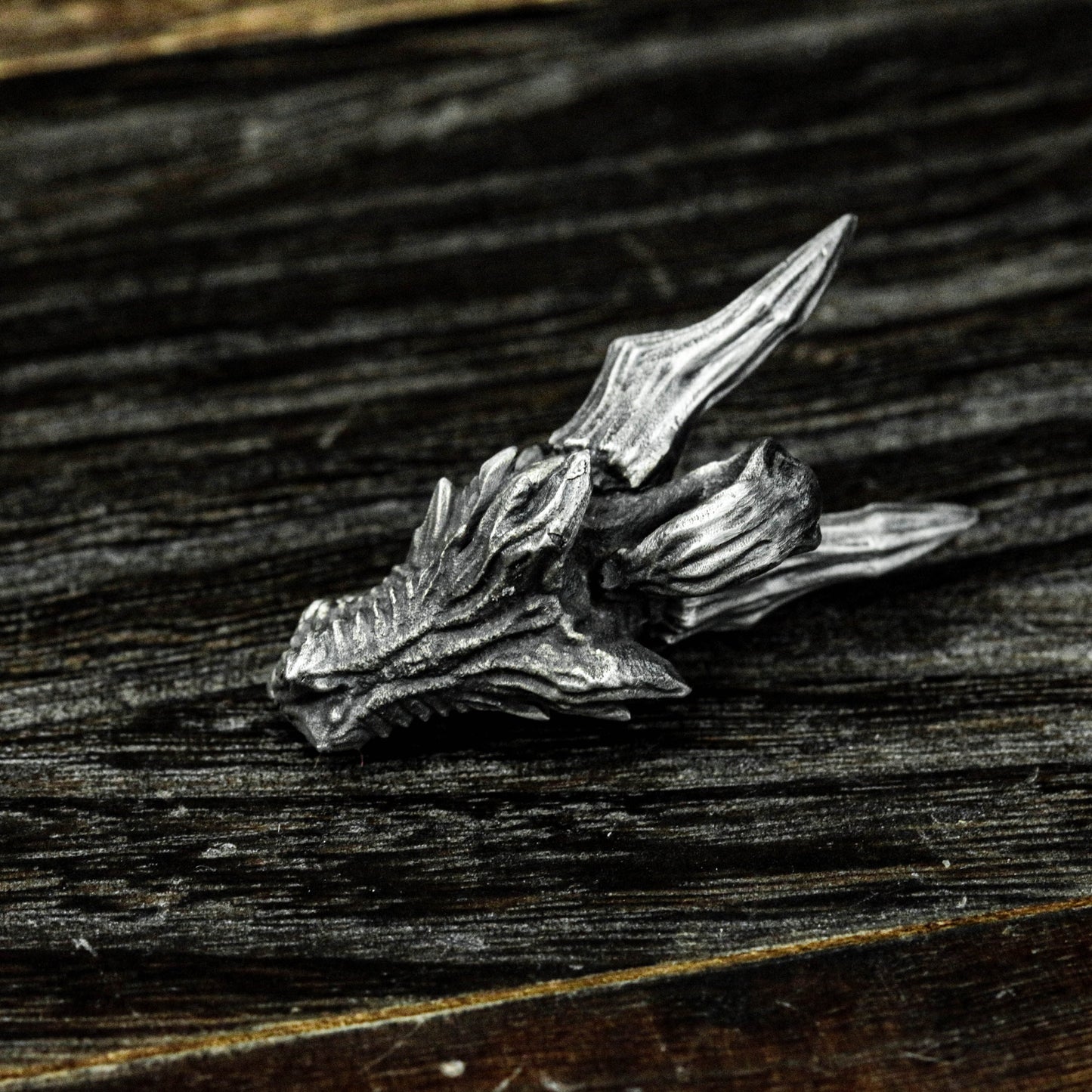 925 sterling silver dragon head bone pendant, skull and crossbones dragon head pendant, dragon head pendant necklace,dragon jewelry