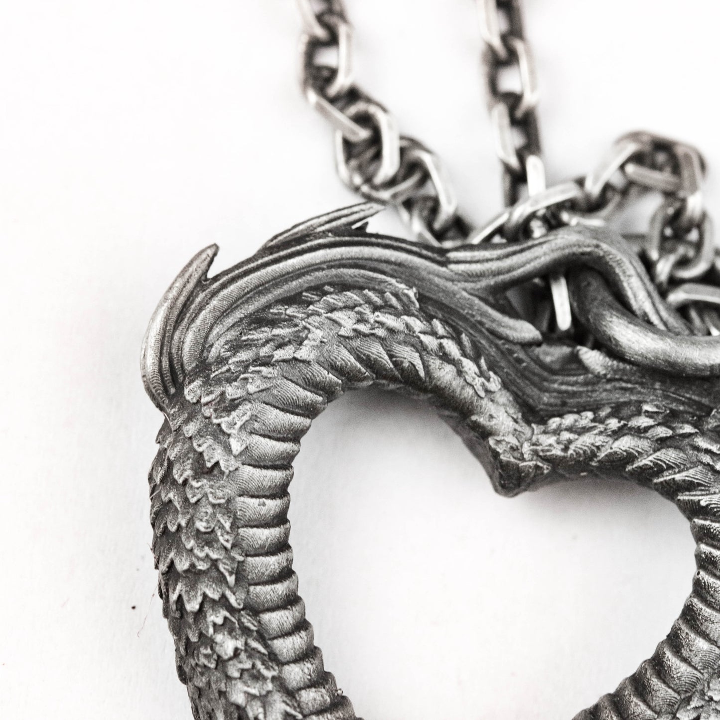 925 silver dragon scale heart pendant, right pendant, unique jewelry, brass artisan made necklace