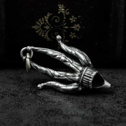 Playing Card King 925 Silver Pendant Necklace, Gambling Lucky Pendant, Skull Clown King Silver Necklace Gift
