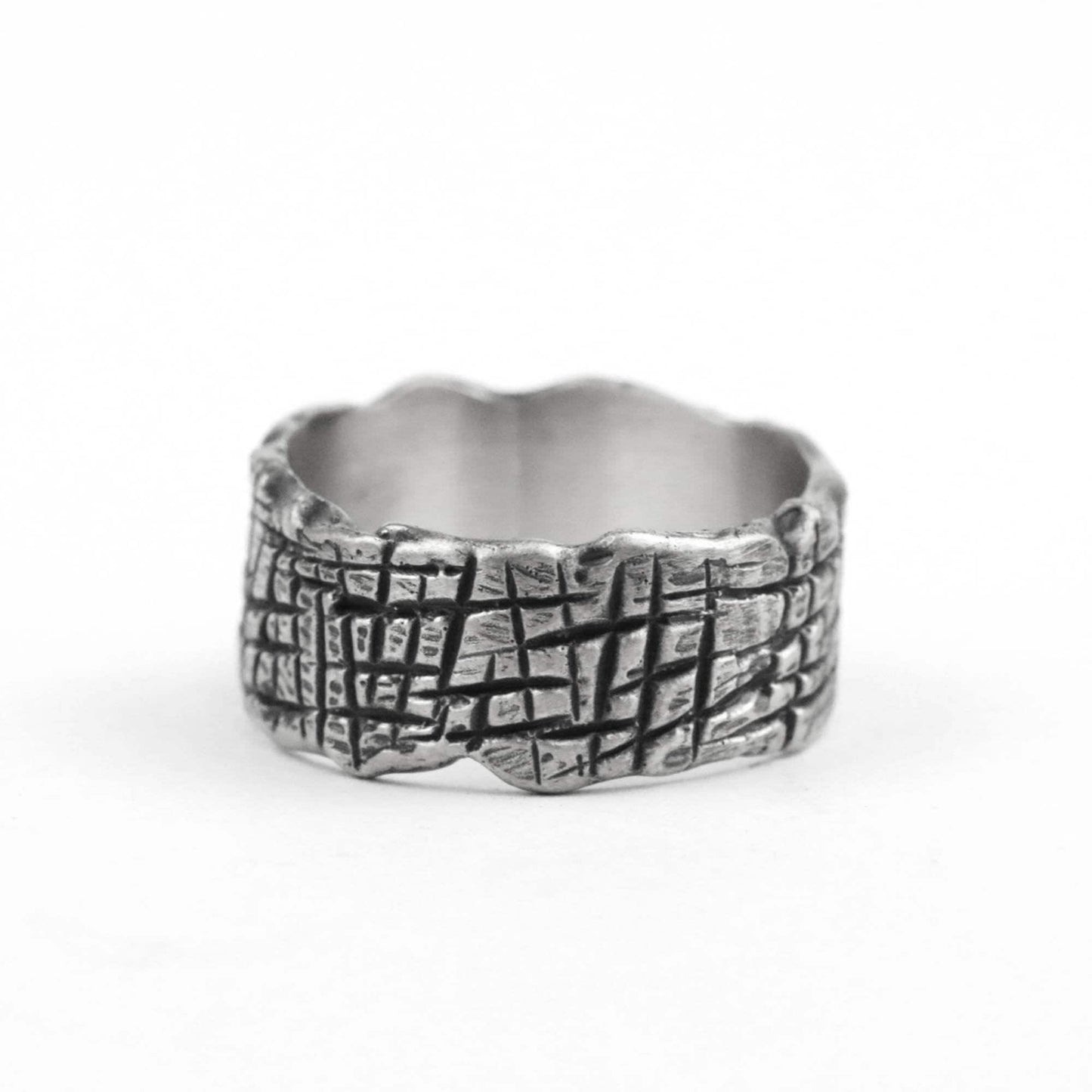 925 silver Wood ring Stone ring Texture Brutal Ring Coarse ore ring Textured Rings Striped Rings Abstract Rings Brass Craftsman Making