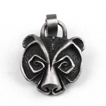 Bear head silver pendant,norse Celtic pagan necklace wildlife animal jewelry,Ursusgrizzly,protection amulet bear totem brass handmade custom
