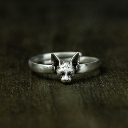 925 Sterling Silver Sphinx Cat Ring, Silver Cat Ring, Sphynx Cat Jewelry, Cat Gift, Valentine's Day Gift