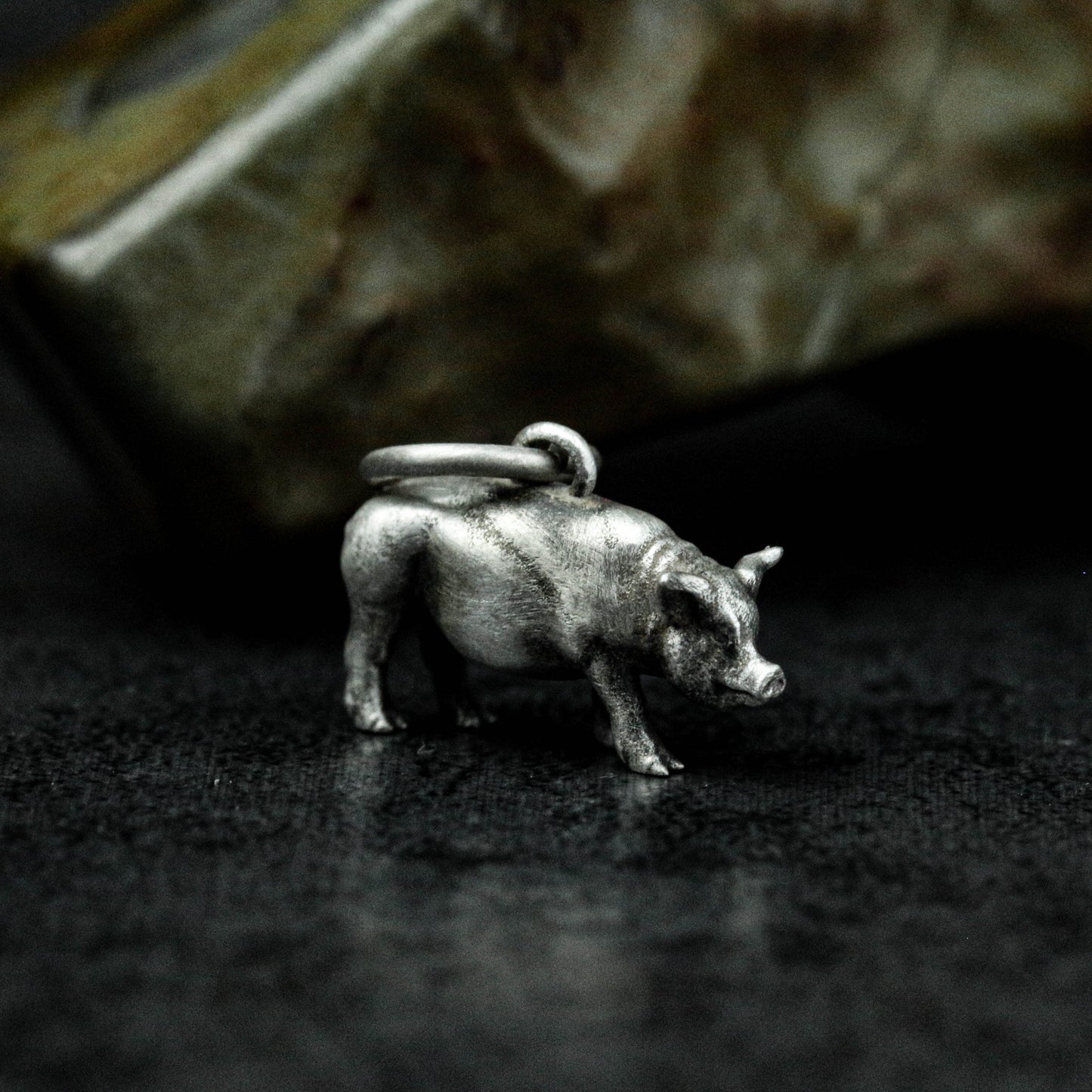 925 sterling silver piggy pendant necklace, pig pendant, animal jewelry, gift for men