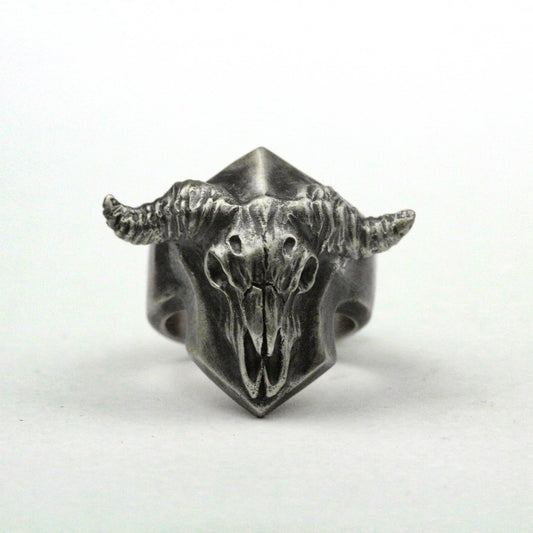 925 silver Satan ring, ram skull ring, sheep skull ring, antelope skull ring, horned skull ring, shield skull ring, brass handmade jewelry